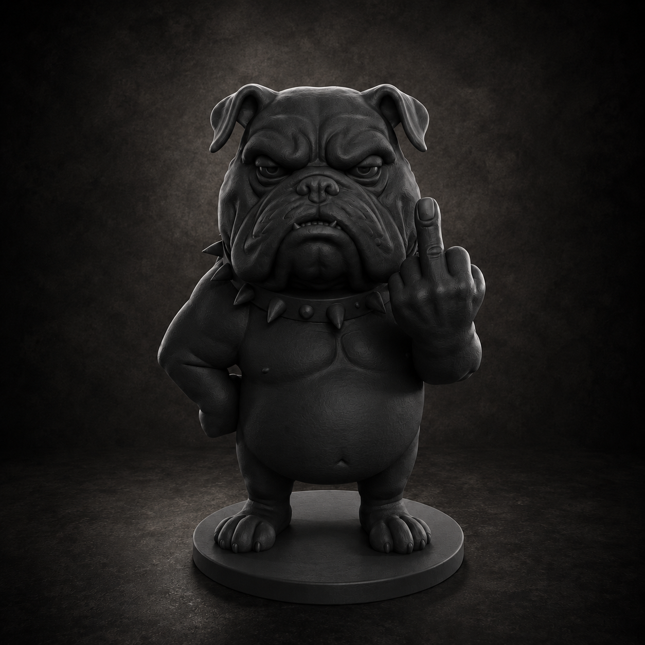 Funny Bulldog Middle Finger STL File – Angry Bulldog Statue for 3D Printing