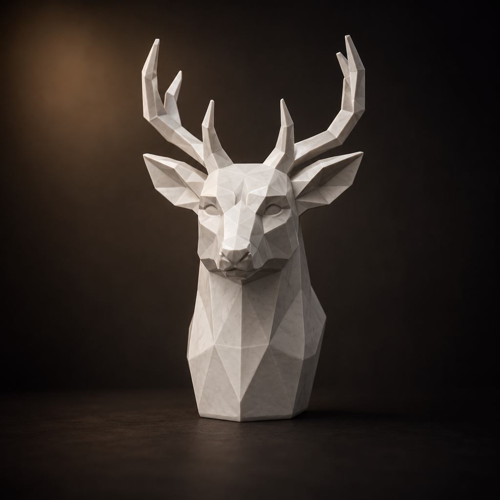 6 Low Poly Animal Head Sculptures STL Bundle for 3D Printing