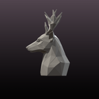 Geometric Deer Bust STL Low Poly Deer Sculpture 3D Print File