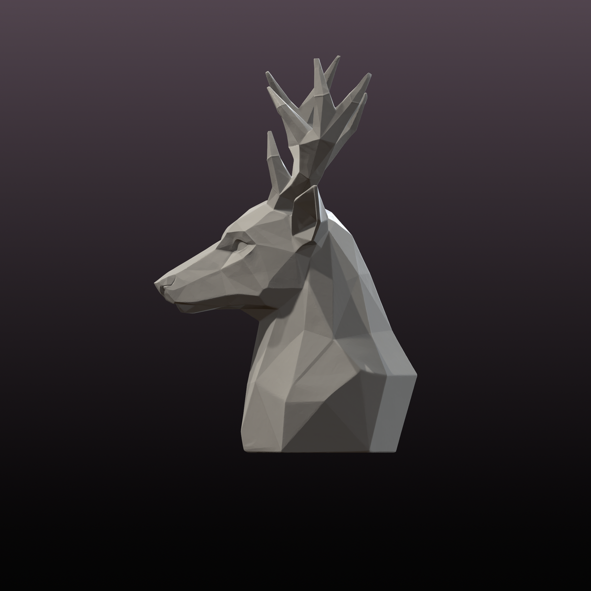 Geometric Deer Bust STL Low Poly Deer Sculpture 3D Print File