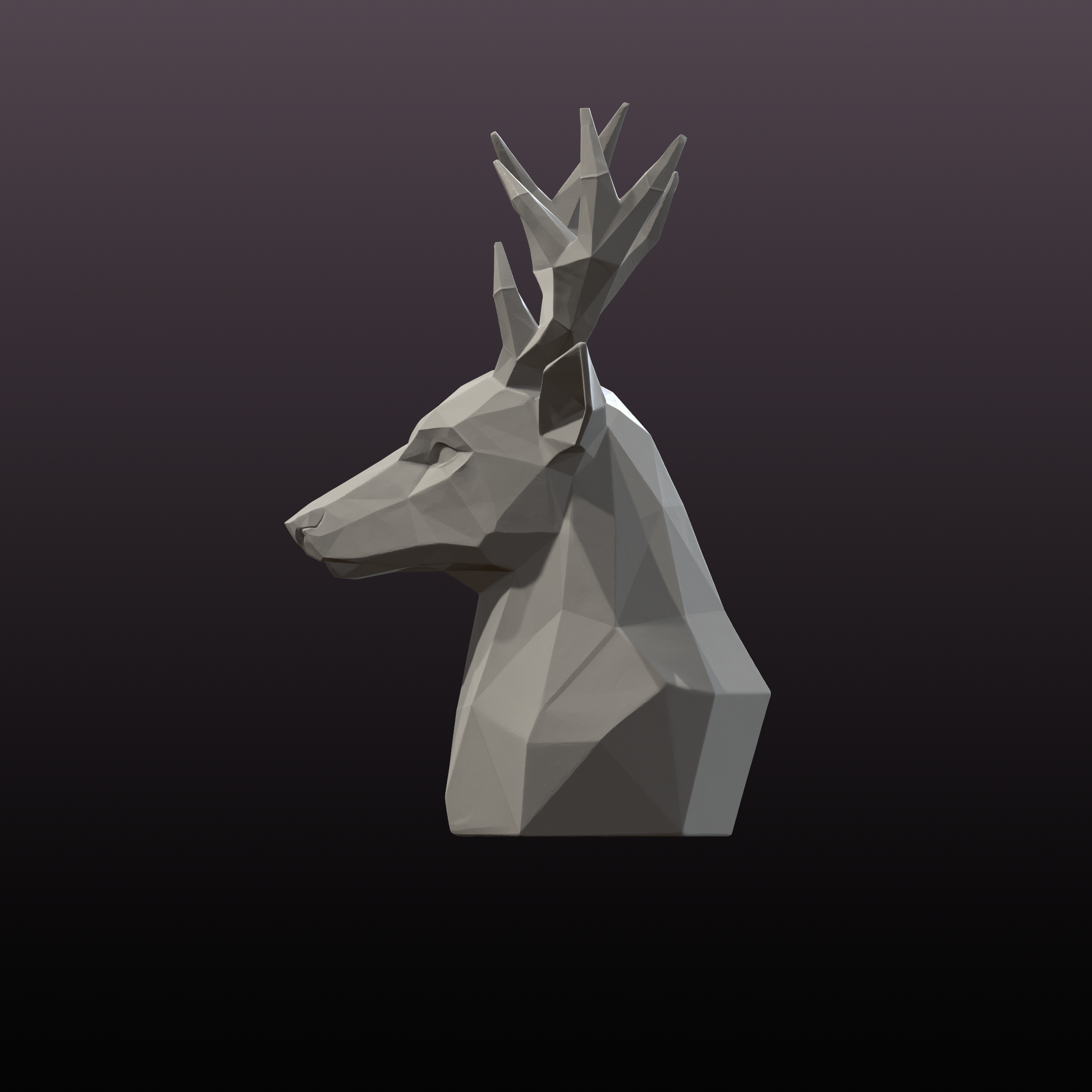 Geometric Deer Bust STL Low Poly Deer Sculpture 3D Print File