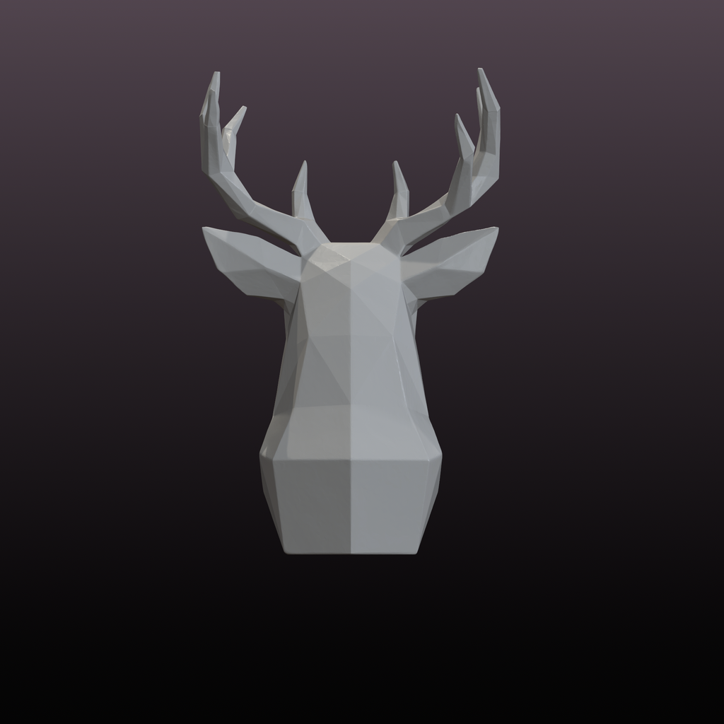 Geometric Deer Bust STL Low Poly Deer Sculpture 3D Print File