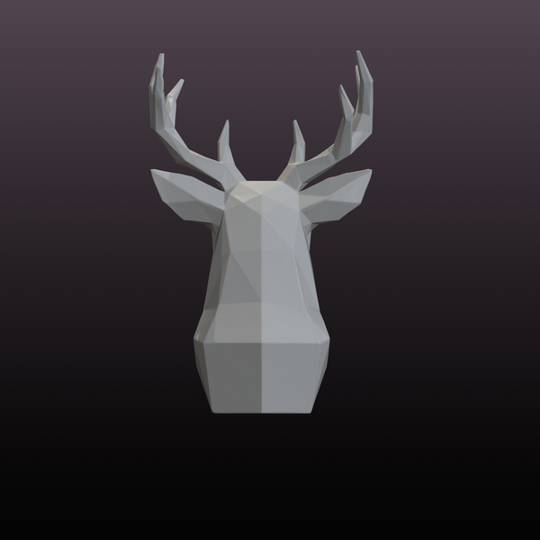 Geometric Deer Bust STL Low Poly Deer Sculpture 3D Print File