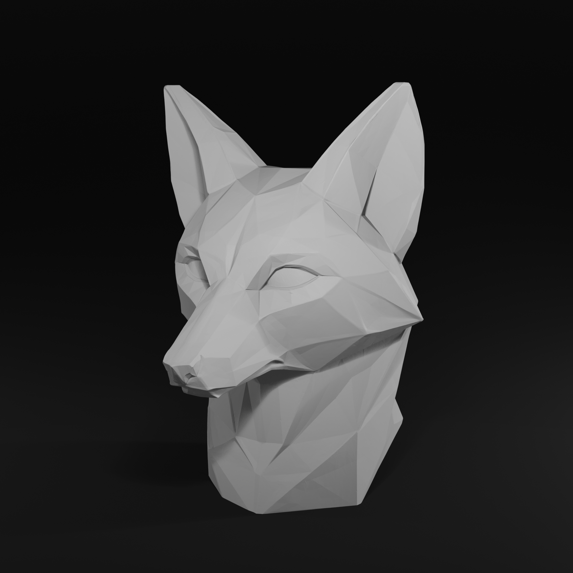 Low Poly Fox Head STL File – Geometric Animal Bust for 3D Printing