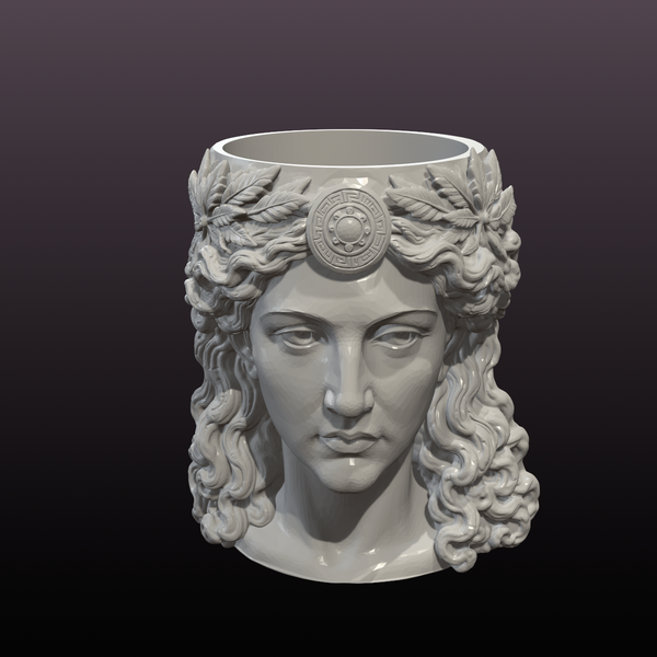 Greek Goddess Planter & Desk Organizer STL Set – Classical Female Bust Pencil Holder 3D Print