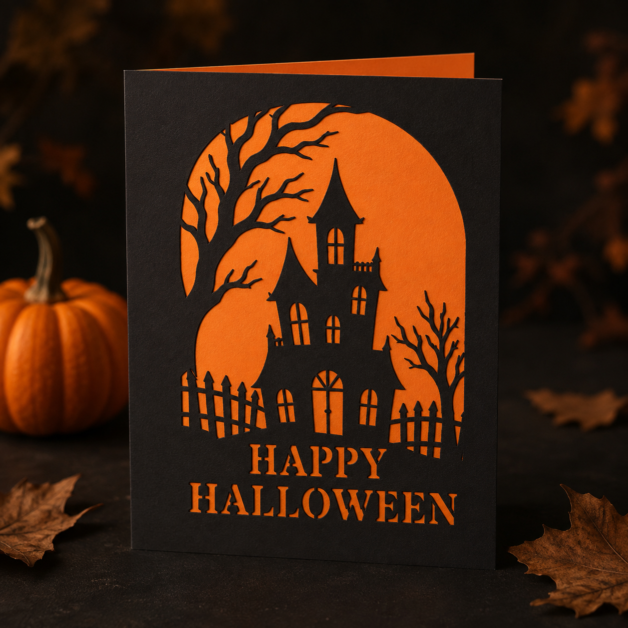 Haunted House Halloween Card SVG Cut File for Cricut, 5x7 Layered Happy Halloween Greeting Card Template Secondary image