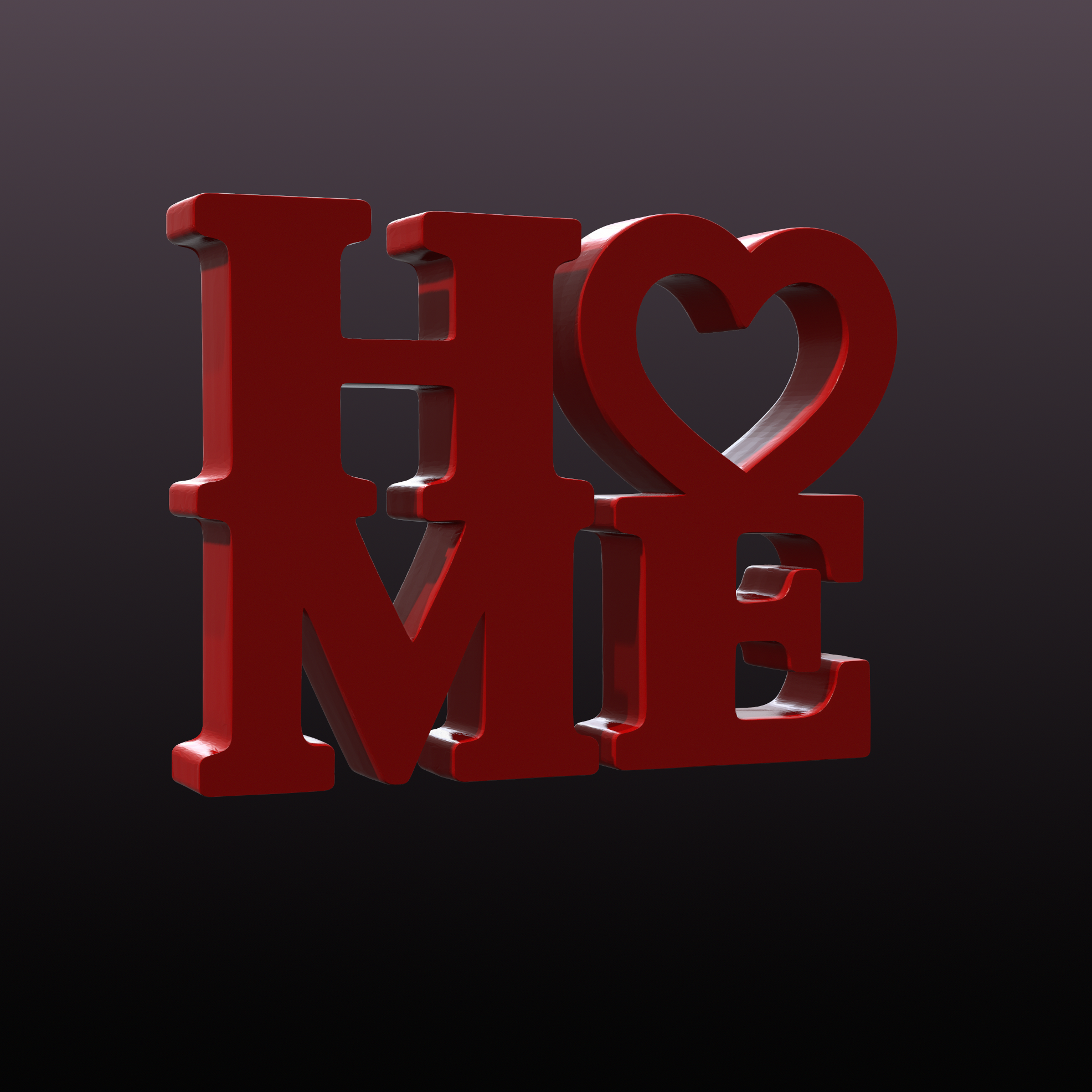 HOME Love Sign STL Modern Decor Sculpture 3D Print File