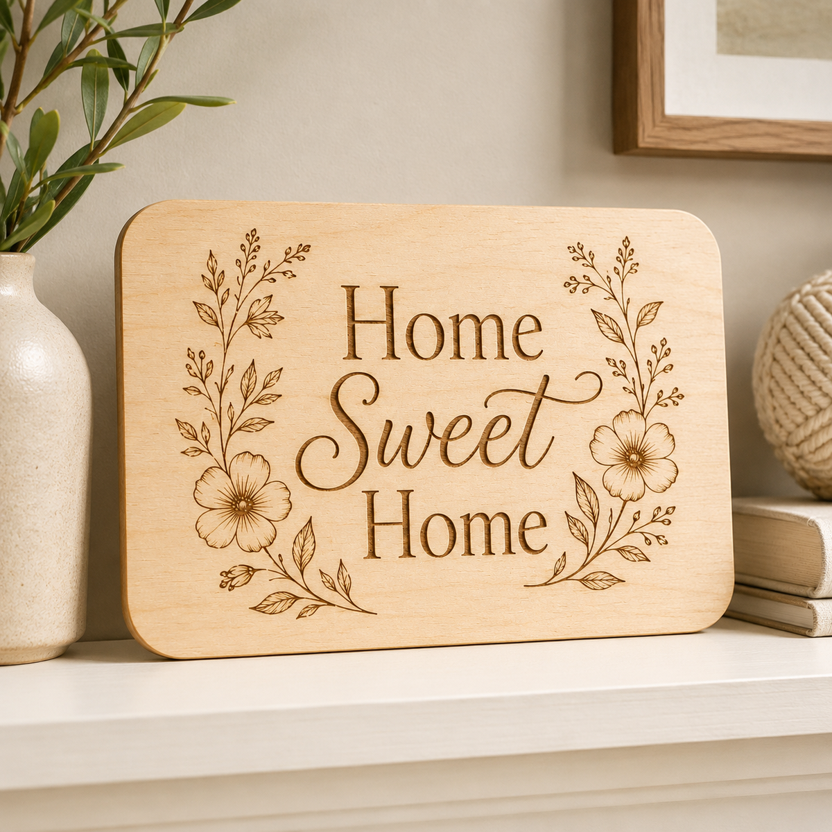 Home Sweet Home Sign SVG File | Rounded Rectangle Laser Cut Design