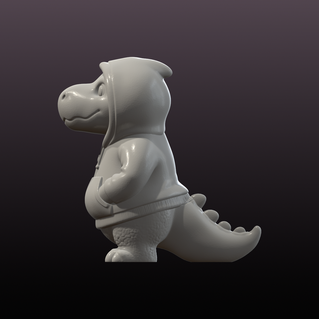 Hoodie Dino Figurine STL File – Dinosaur 3D Print Model
