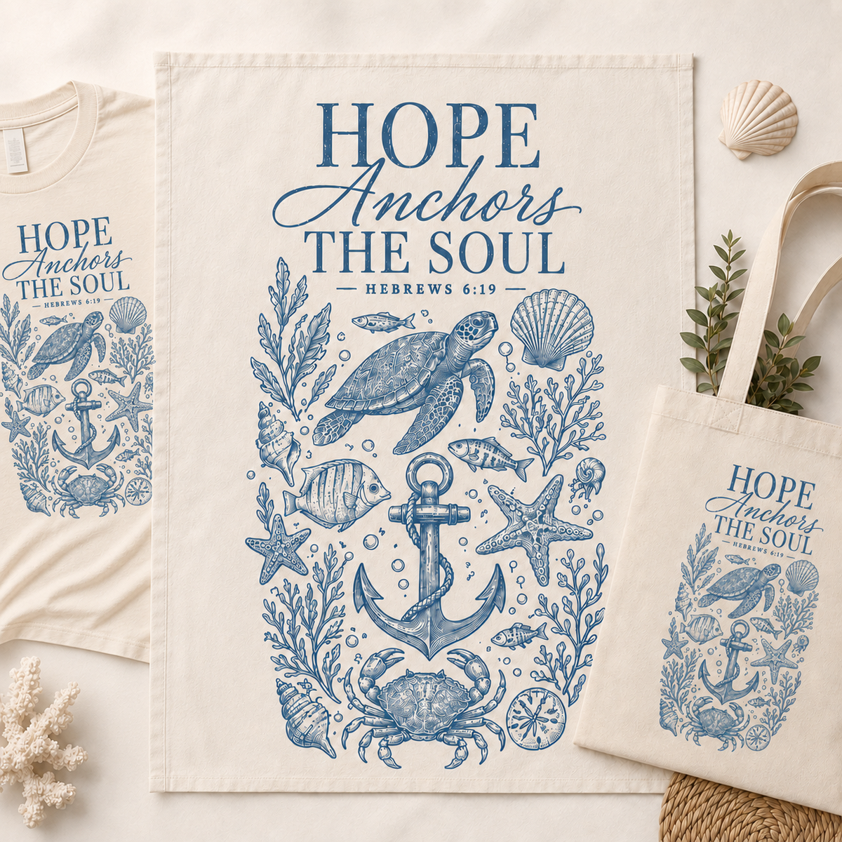 Hope Anchors the Soul PNG File | Coastal Faith Shirt Design