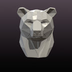 Low Poly Bear Head STL Modern Animal Sculpture 3D Print File