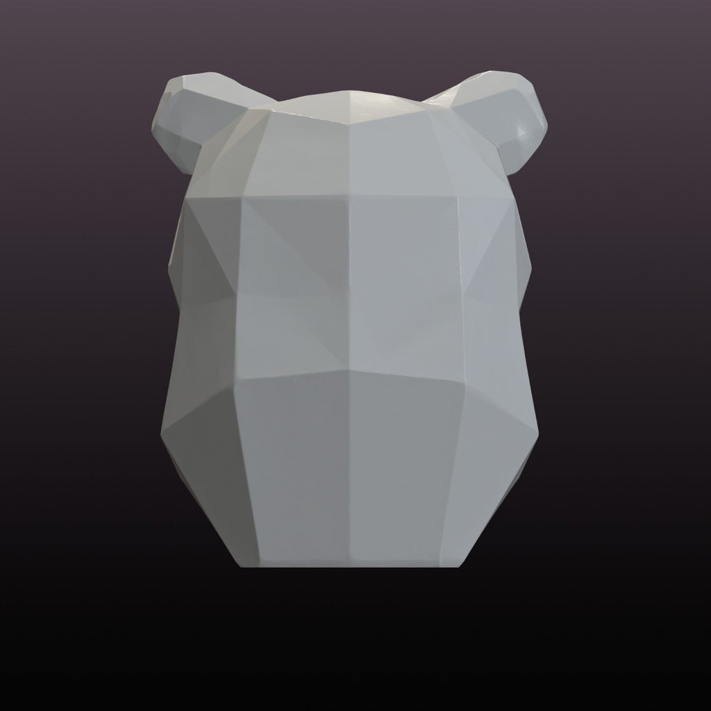Low Poly Bear Head STL Modern Animal Sculpture 3D Print File
