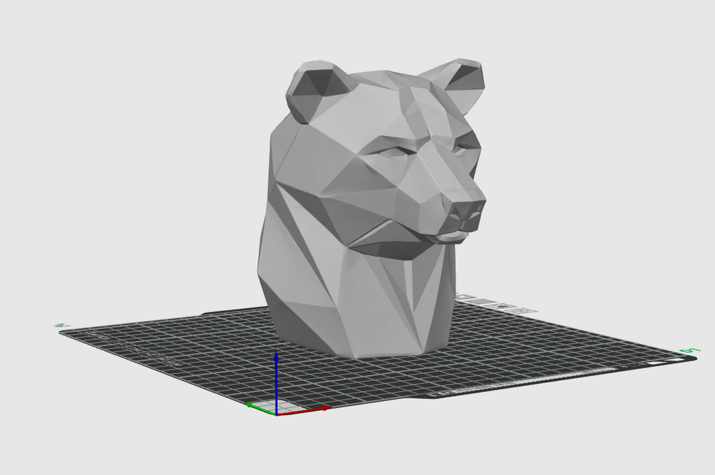 Low Poly Bear Head STL Modern Animal Sculpture 3D Print File