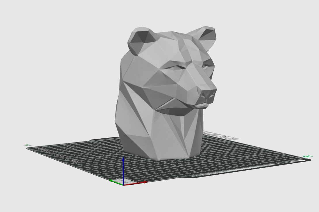 Low Poly Bear Head STL Modern Animal Sculpture 3D Print File