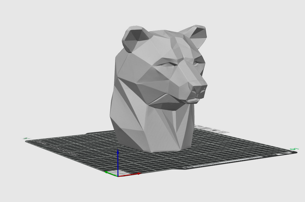 Low Poly Bear Head STL Modern Animal Sculpture 3D Print File