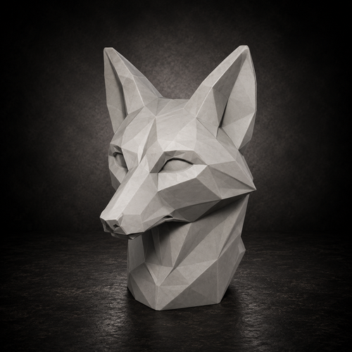Low Poly Fox Head STL File – Geometric Animal Bust for 3D Printing