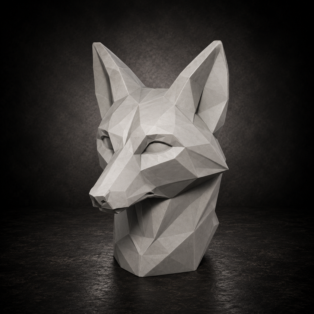 6 Low Poly Animal Head Sculptures STL Bundle for 3D Printing