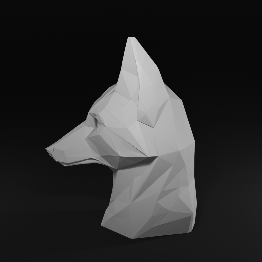 Low Poly Fox Head STL File – Geometric Animal Bust for 3D Printing