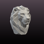 Low Poly Lion Head STL Modern Geometric Animal Sculpture