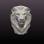 Low Poly Lion Head STL Modern Geometric Animal Sculpture