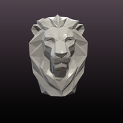 Low Poly Lion Head STL Modern Geometric Animal Sculpture