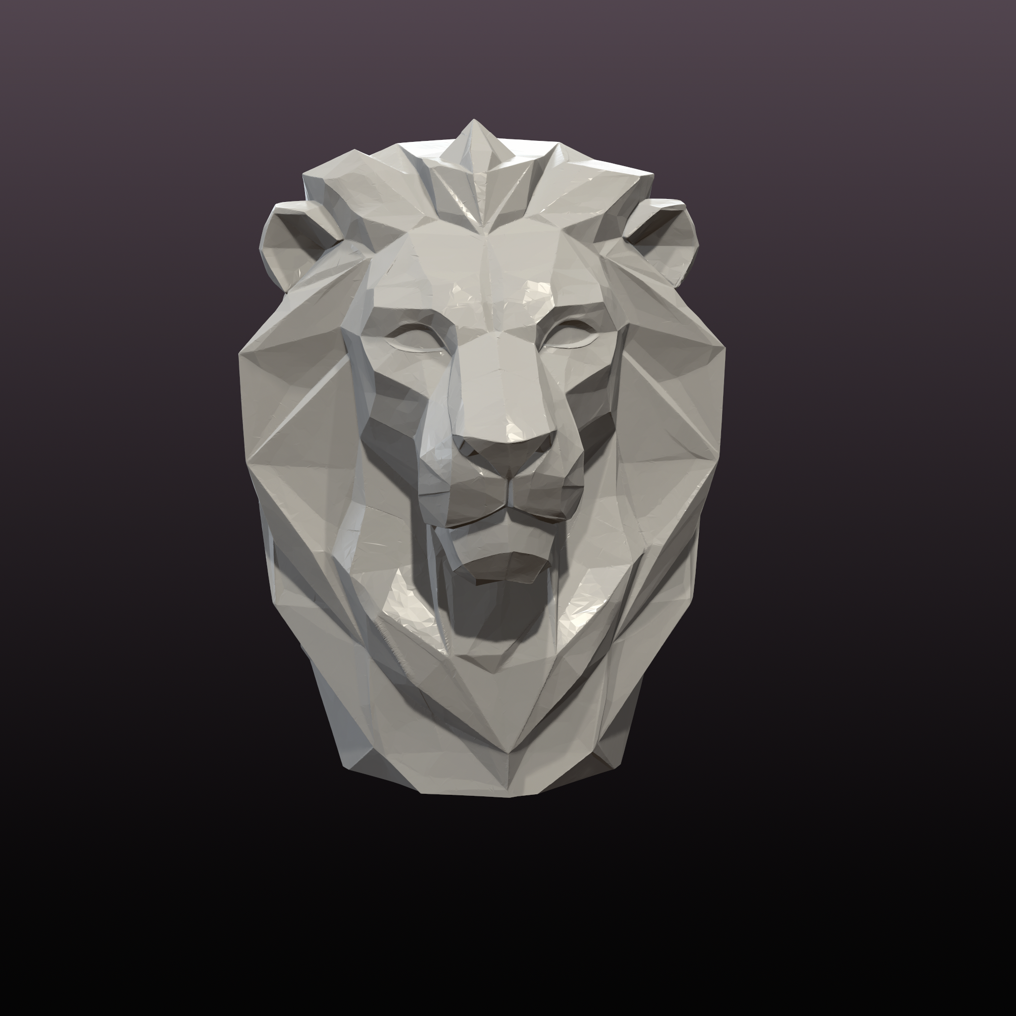 Low Poly Lion Head STL Modern Geometric Animal Sculpture