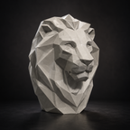 Low Poly Lion Head STL Modern Geometric Animal Sculpture