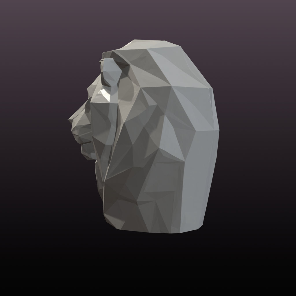 Low Poly Lion Head STL Modern Geometric Animal Sculpture