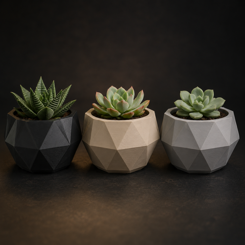 Low Poly Succulent Planter STL File – Geometric Plant Pot 3D Print