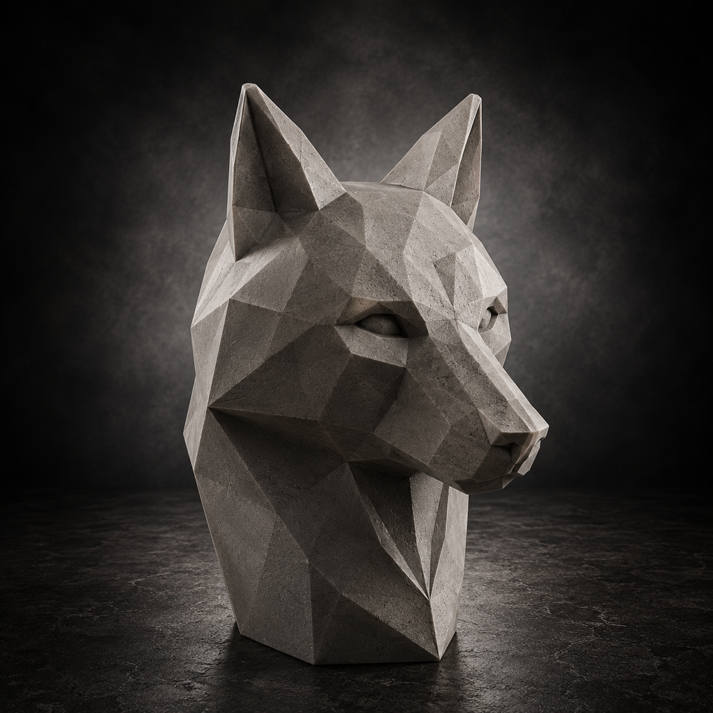 6 Low Poly Animal Head Sculptures STL Bundle for 3D Printing
