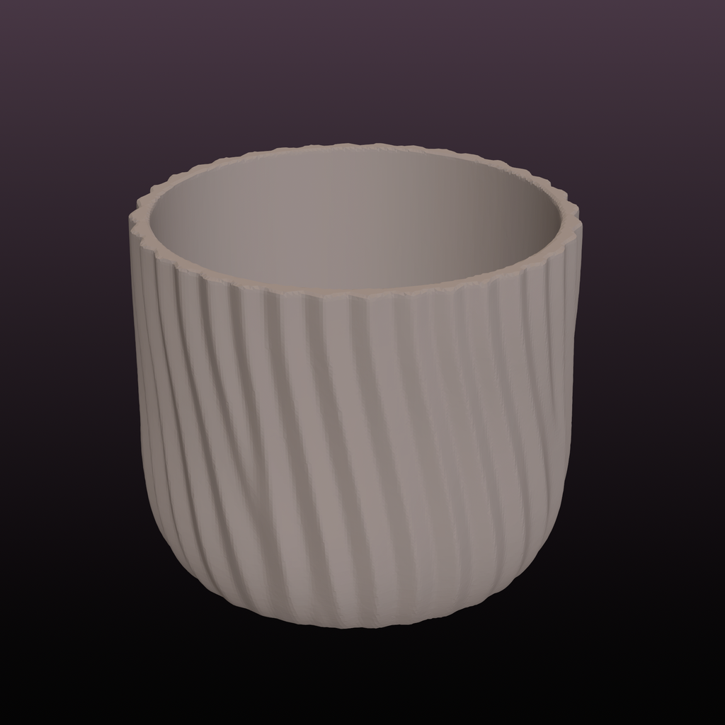 Modern Ripple Planter STL Minimalist Plant Pot 3D Print File