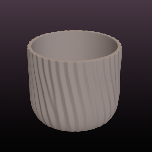 Modern Ripple Planter STL Minimalist Plant Pot 3D Print File