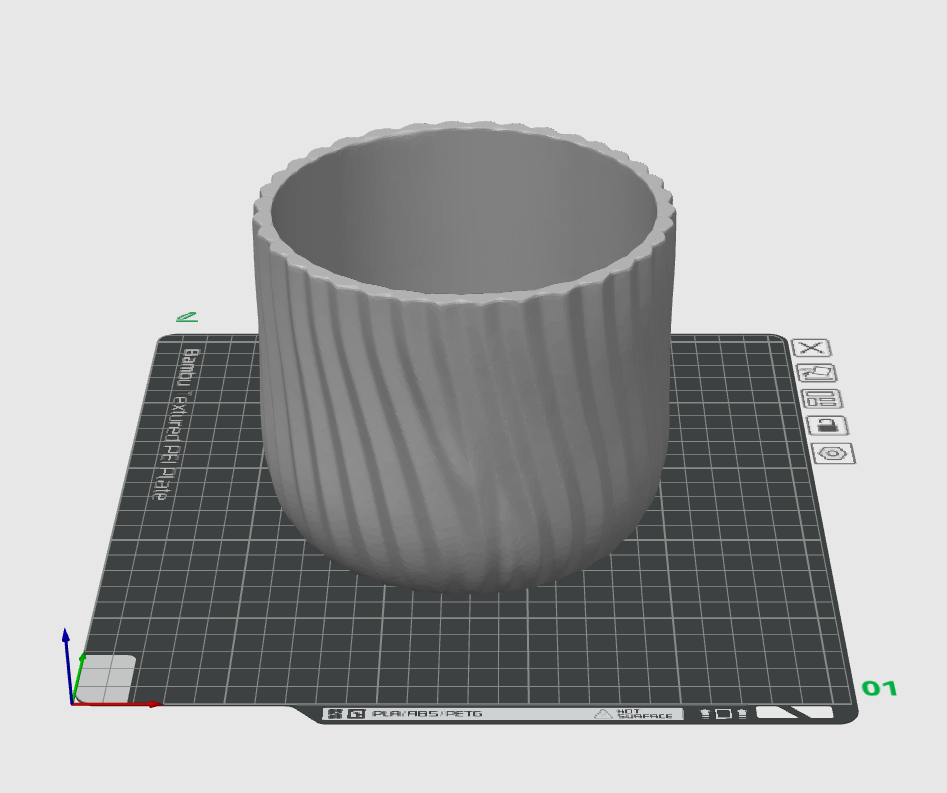Modern Ripple Planter STL Minimalist Plant Pot 3D Print File