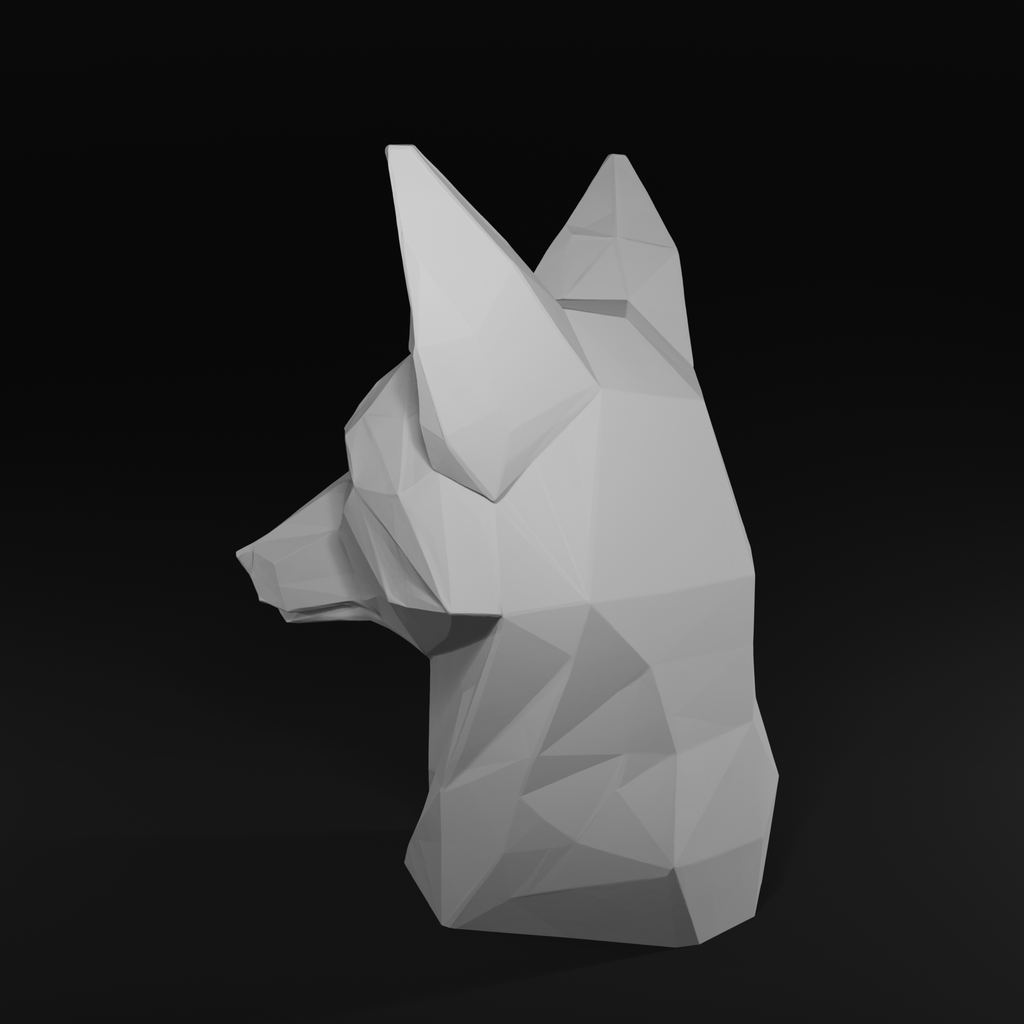 Low Poly Fox Head STL File – Geometric Animal Bust for 3D Printing