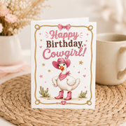 Cowgirl Goose Birthday Card Printable | 5x7 Greeting Card Digital Download