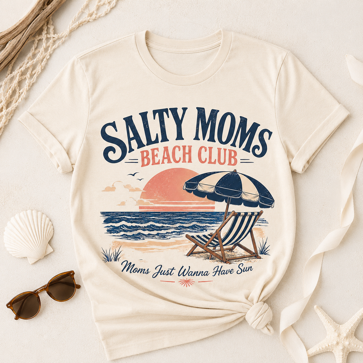 Salty Moms Beach Club PNG File | Summer Beach Shirt Design