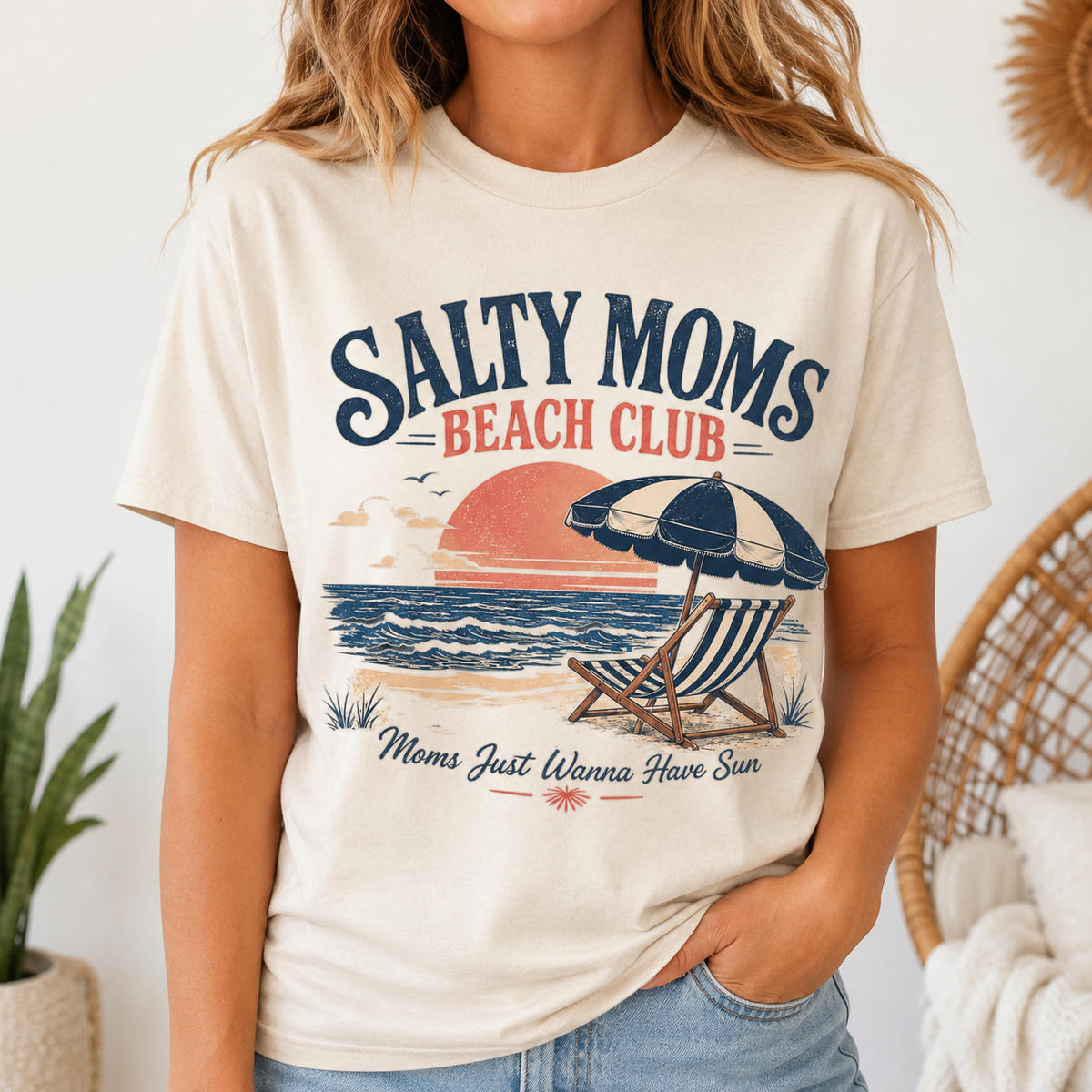 Salty Moms Beach Club PNG File | Summer Beach Shirt Design