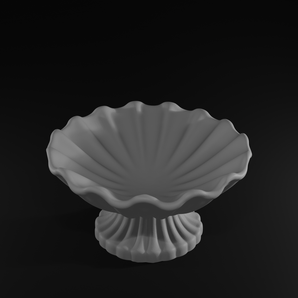 Shell Pedestal Bowl STL Decorative Catchall Dish 3D Print File