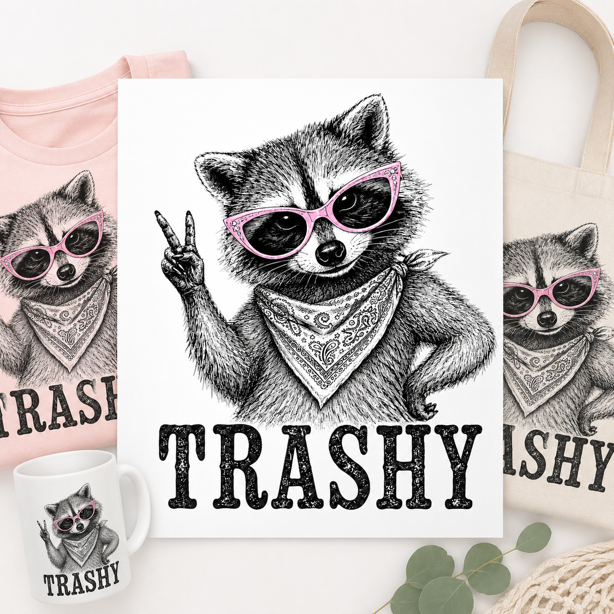 Trashy Raccoon PNG File | Funny Raccoon Shirt Design