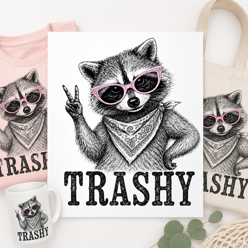 Trashy Raccoon PNG File | Funny Raccoon Shirt Design