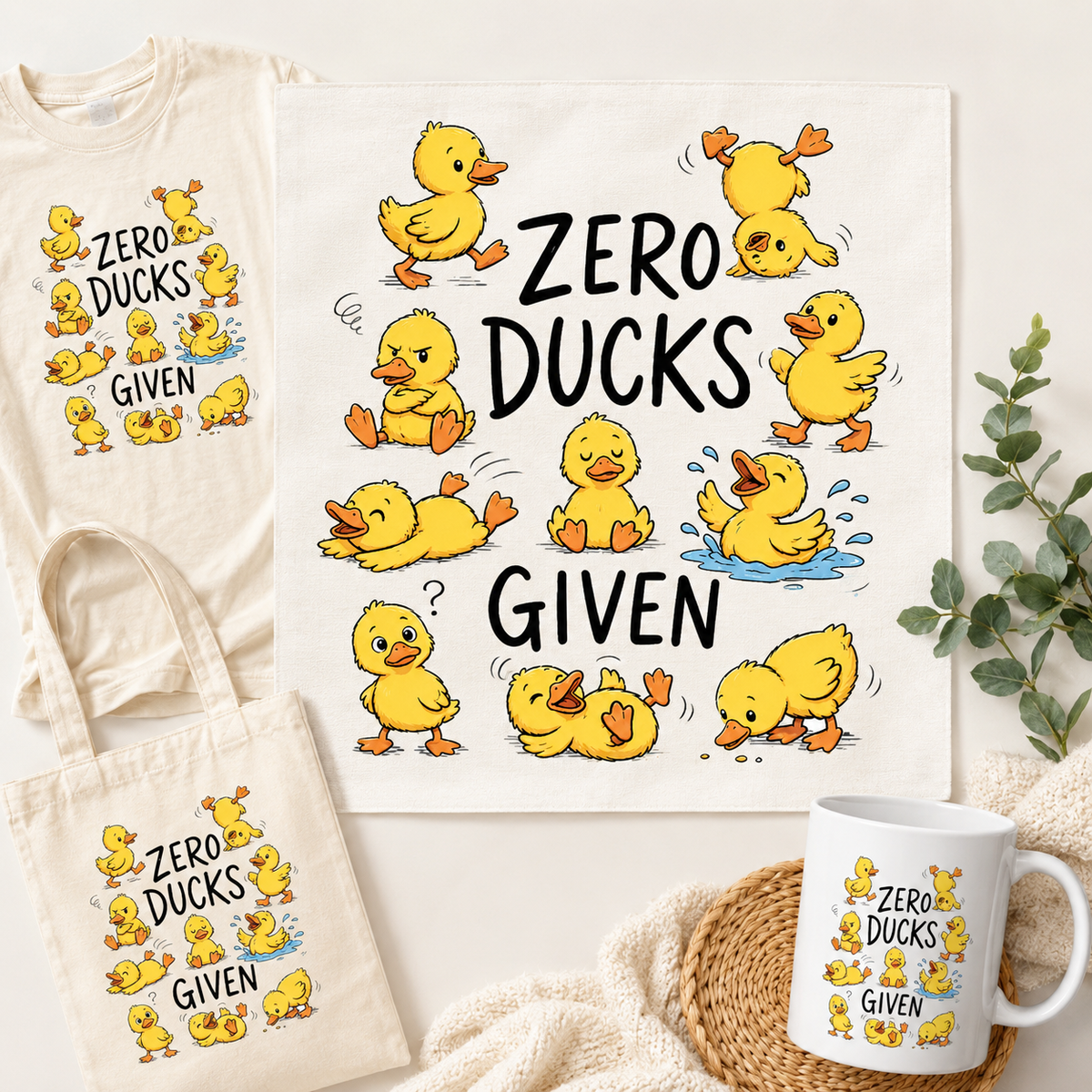 Zero Ducks Given PNG File | Funny Duck Shirt Design