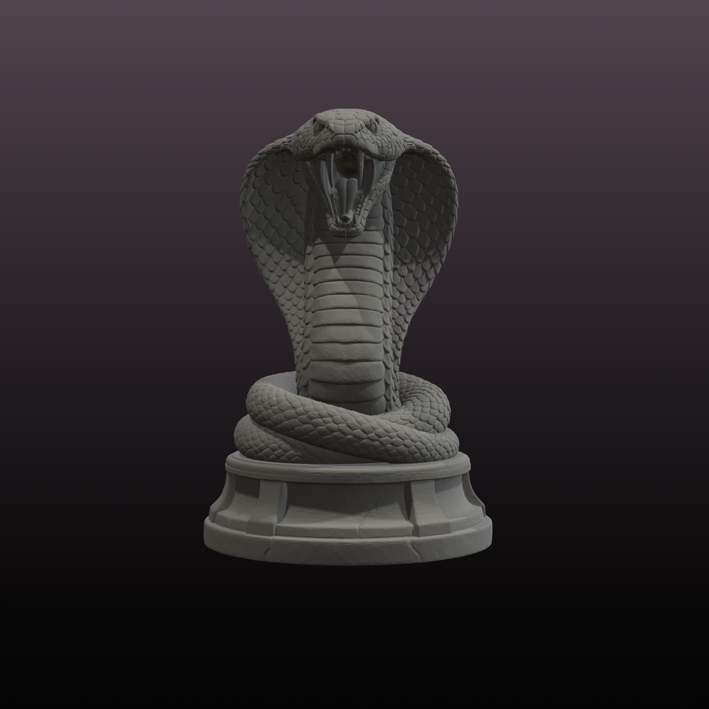 King Cobra Sculpture STL Snake Statue 3D Print File