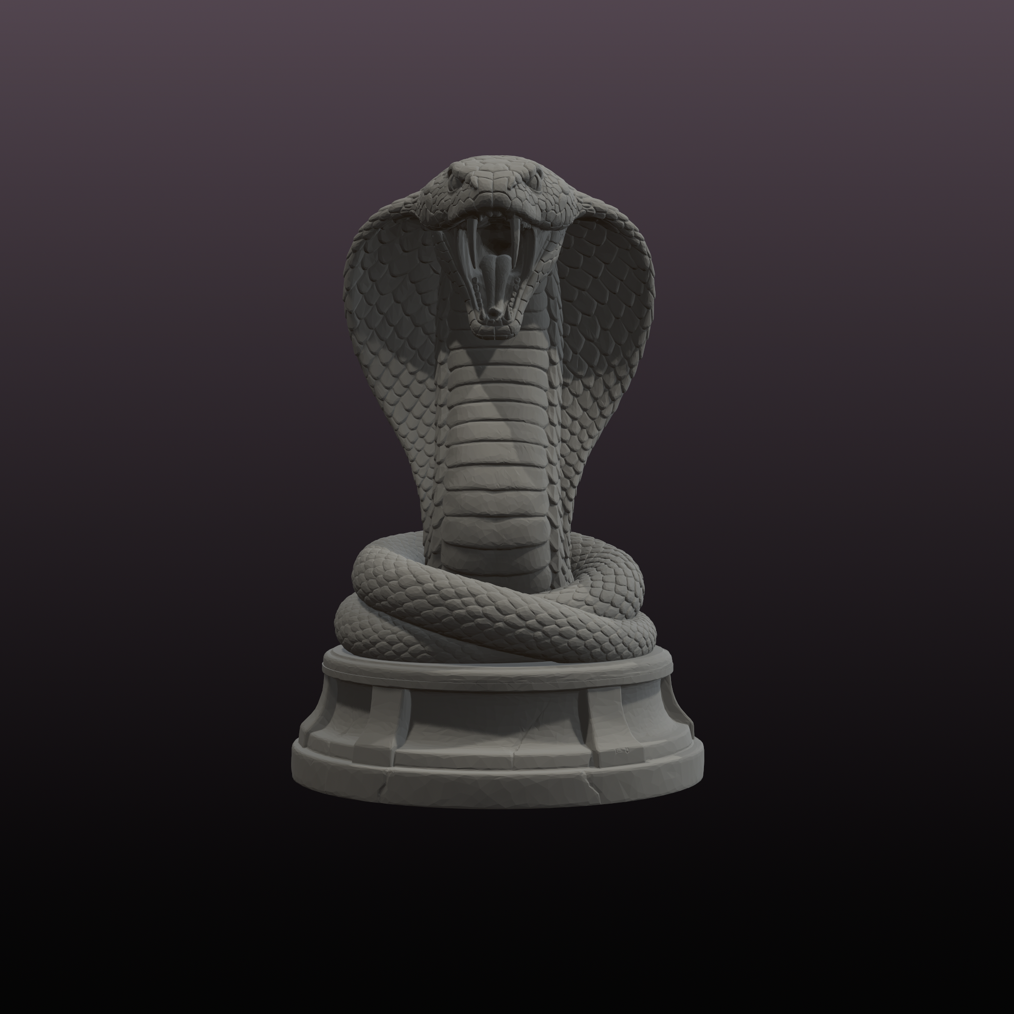 King Cobra Sculpture STL Snake Statue 3D Print File