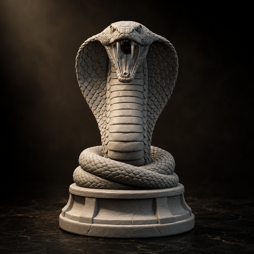 King Cobra Sculpture STL Snake Statue 3D Print File