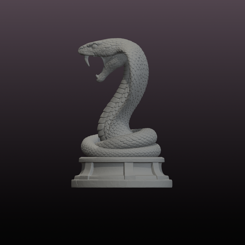King Cobra Sculpture STL Snake Statue 3D Print File