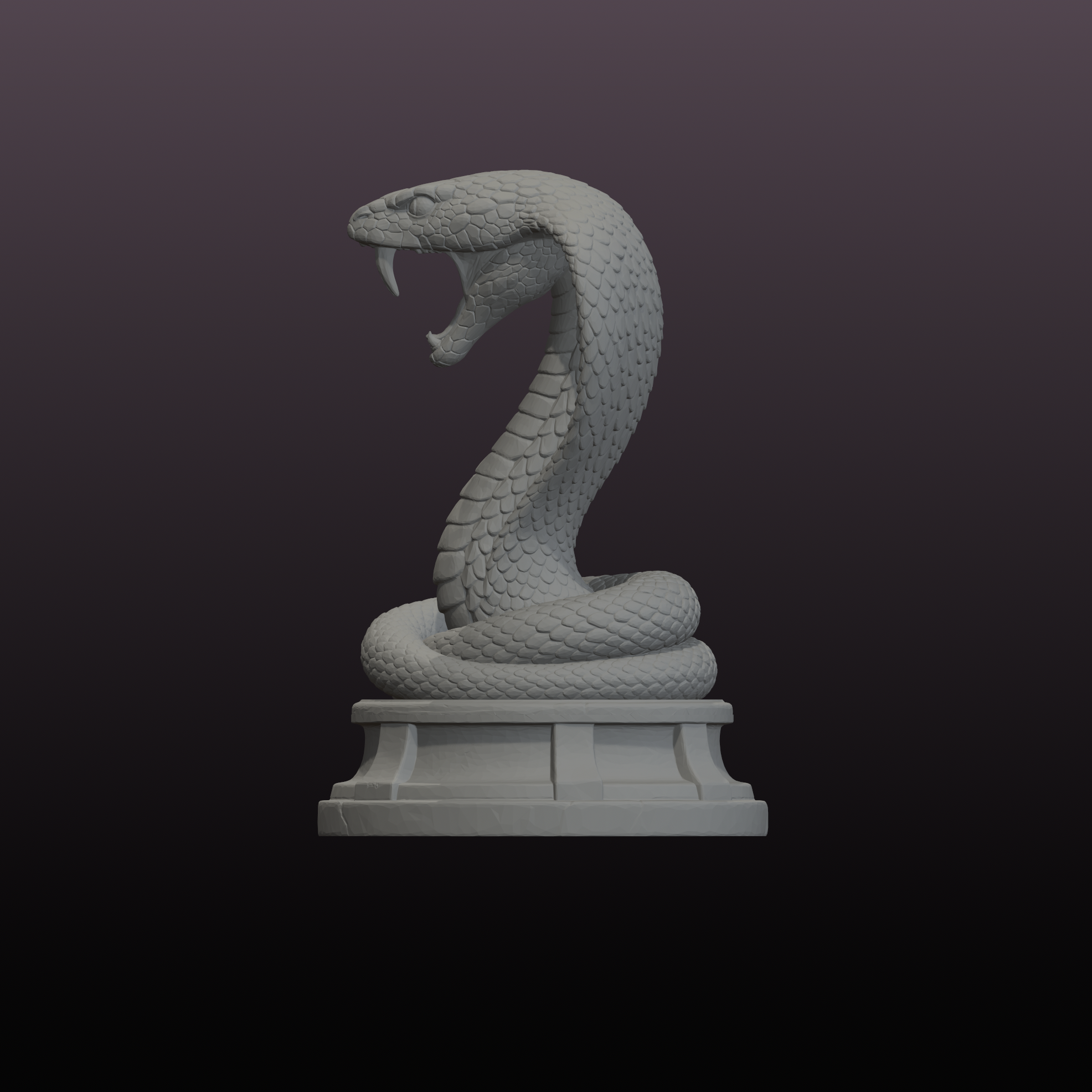 King Cobra Sculpture STL Snake Statue 3D Print File