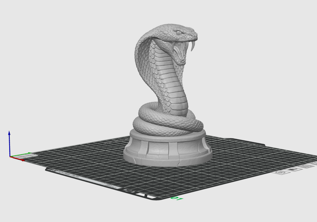 King Cobra Sculpture STL Snake Statue 3D Print File