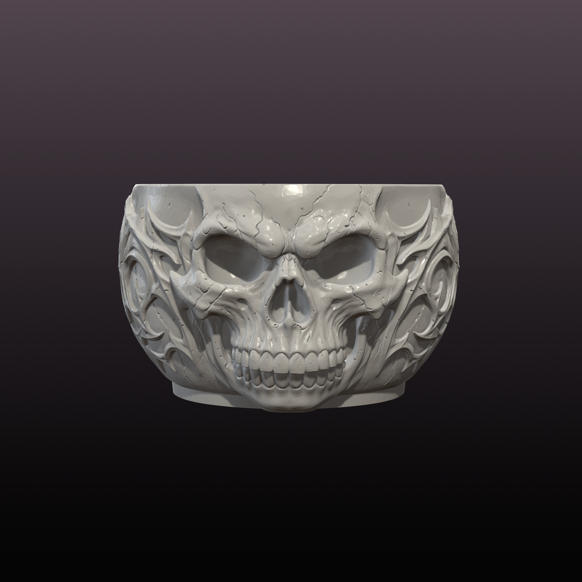 Skull Trinket Bowl STL Gothic Jewelry Organizer 3D Print File