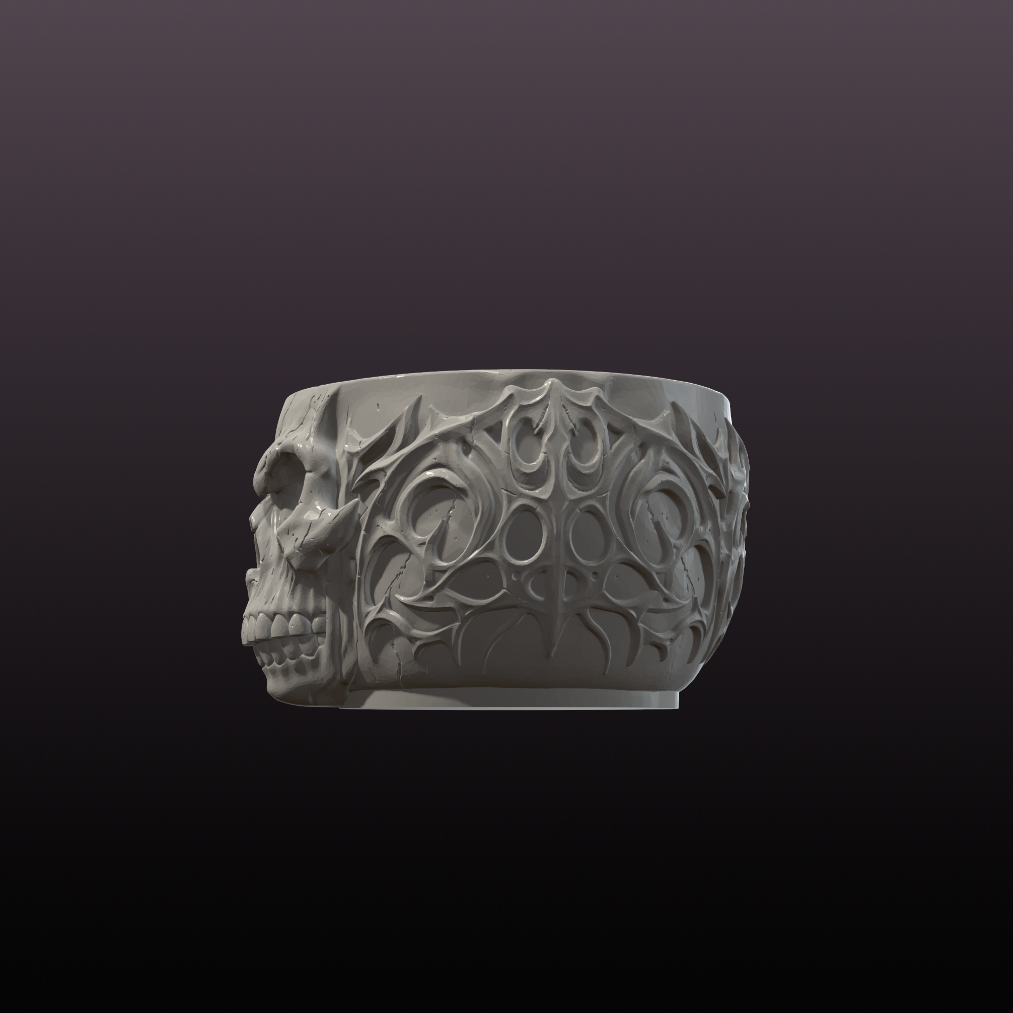 Skull Trinket Bowl STL Gothic Jewelry Organizer 3D Print File