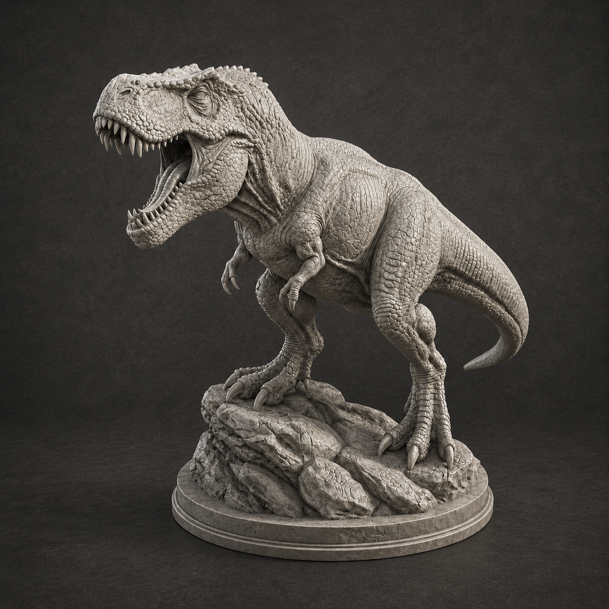 T-Rex Dinosaur Statue STL File – Prehistoric 3D Print Sculpture